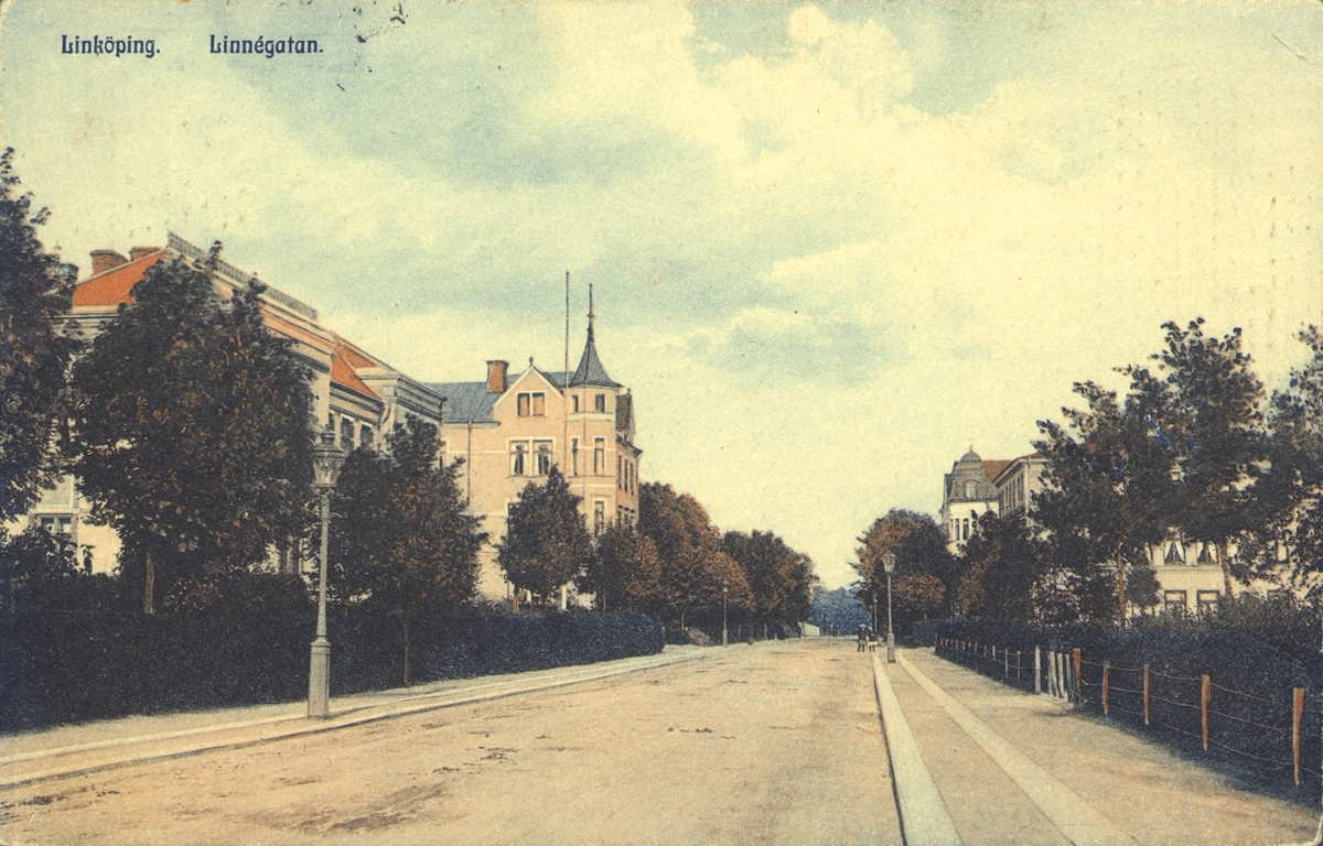 Orig Text På Vykort Linköping Linnégatan Fotot Visar Linnégatan Mot öster Fotografen Står I 