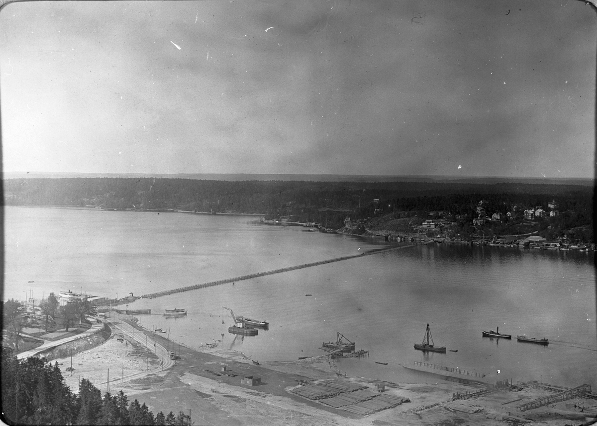 Vy över gamla Lidingöbron. - Tekniska museet / DigitaltMuseum