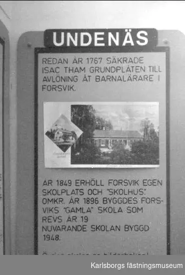 Karlsborgs museum. Skolutställningen år 1979 - 80 "När vi sitta i vår bänk".