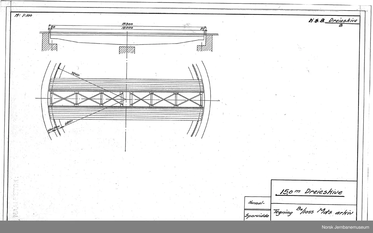 Oversiktstegninger fra NSB Verkstedkontoret
10 tegninger av svingskiver på jernbaneverkstedene