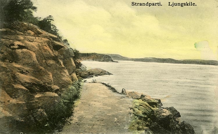Enligt Bengt Lundins noteringar: "Strandparti. Strandpromenaden. Lyckorna".