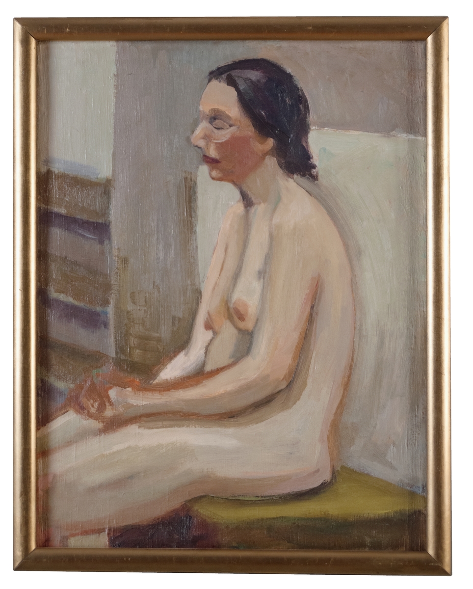 Olja på duk. Aktstudie, sittande modell, målad av Ivan Aguéli, 1911.