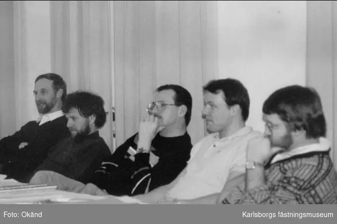 Kurs på stora hotellet i Karlsborg för arbetsledare och skyddsombud, 1989. Leif, Lennart, Göte, Kent, Sven-Erik.