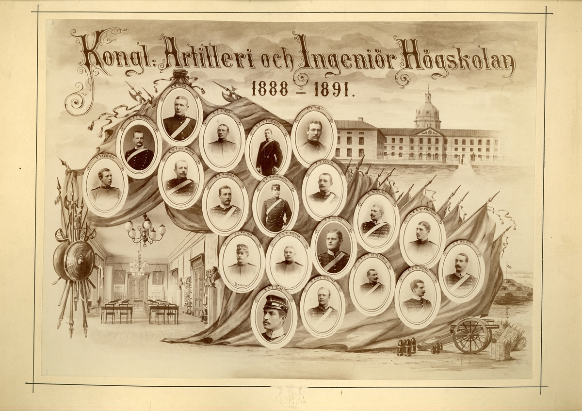 Officerare vid Artilleri- och ingenjörhögskolan 1888-1891.