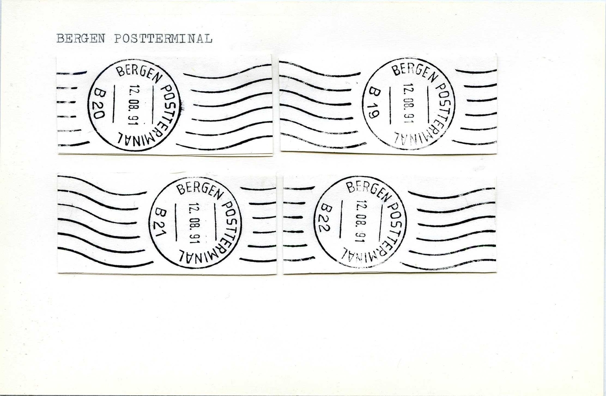 Stempelkatalog, Bergen postkontor. Bergen postterminal. Bergen kommune. Hordaland fylke. 