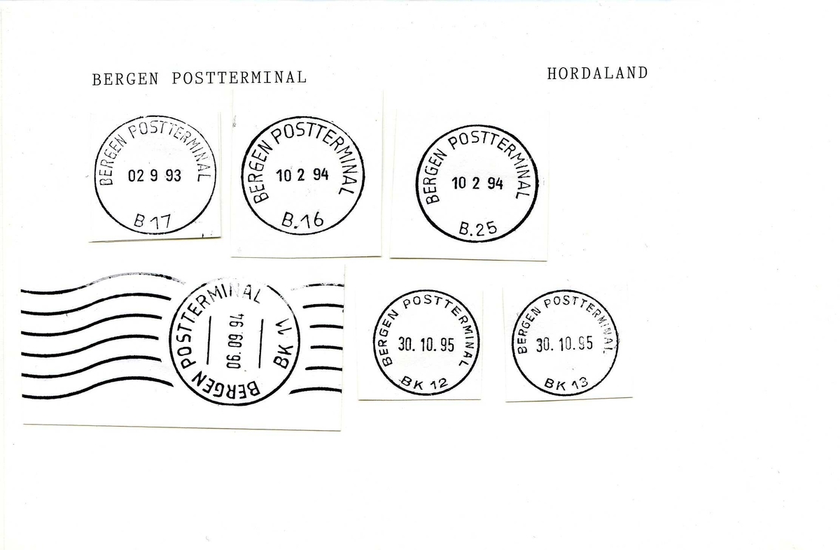 Stempelkatalog, Bergen postkontor. Bergen postterminal. Bergen kommune. Hordaland fylke. 