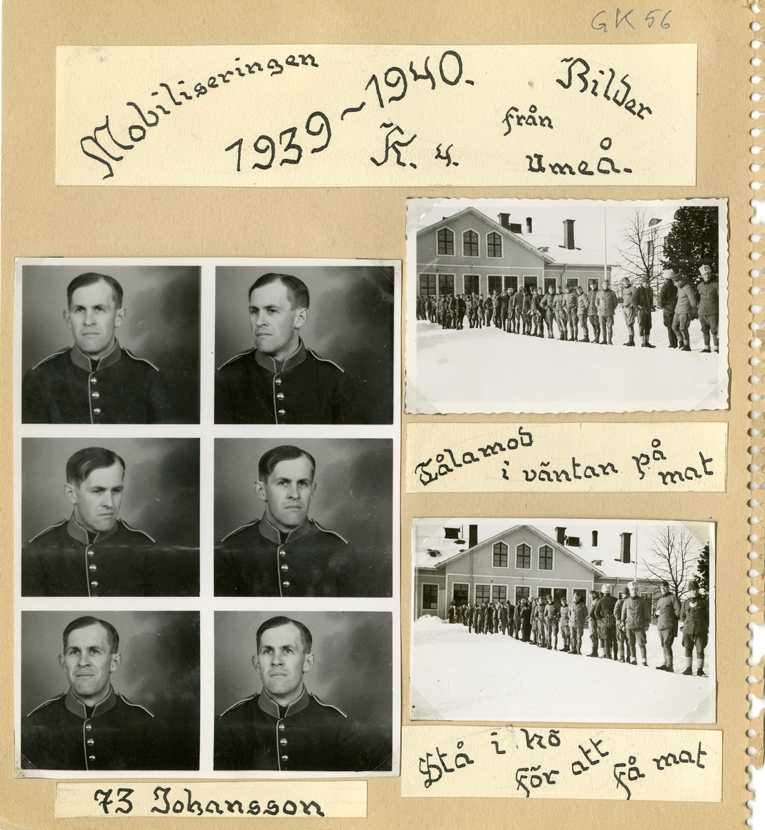 Bilder från värnpliktig nr. 73 Johansson vid Norrlands dragonregemente K 4.