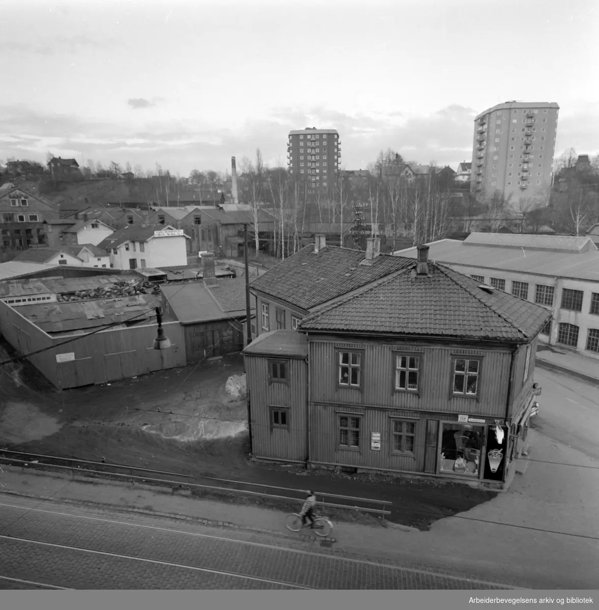 Trondheimsveien ved Vanførehjemmet. Mars 1960.