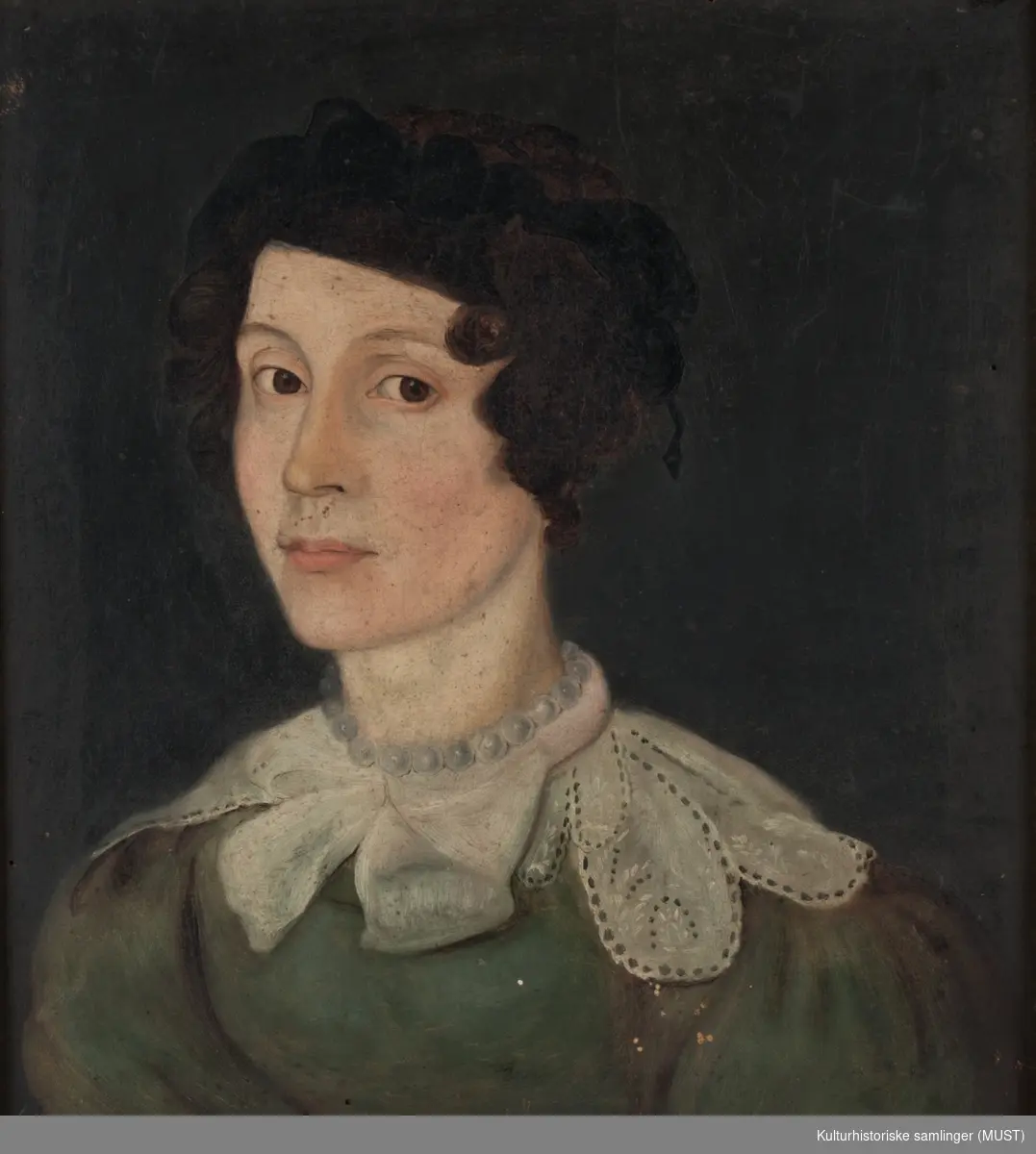 Portrett av Johanne (Hanna) Margrethe Petersen (f. Zetlitz) (1797 - 1888). Datter av dikteren Jens Zetlitz.