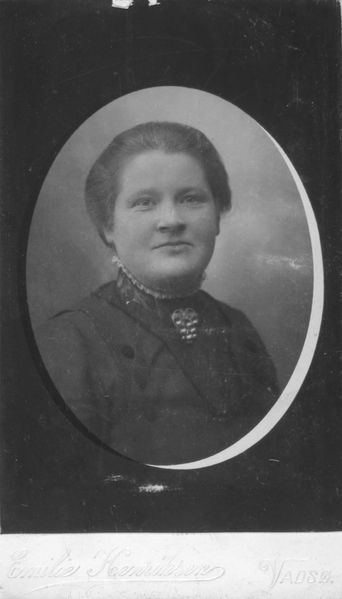 Album med portrettbilder. Albumet har tilhørt Aksel Konrad Mikkola og hans hustru Kathinka Marie, f. Mikkelsen. Det er nå i Solbjørg Mikkolas eie. Navnene til de portretterte er for en stor del ukjente, men mange er fra Neiden og Sør-Varanger. Kathinka kom opprinnelig fra Lofoten, og en del av bildene viser hennes familie i Nordland