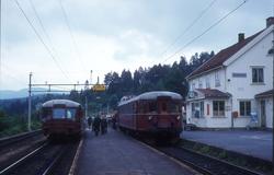 Drangedal stasjon, kryssing mellom ekstratog for Norsk Jernb