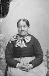 Portrett. Voksen kvinne i hverdagsklær. Sittende. Anna Røsum