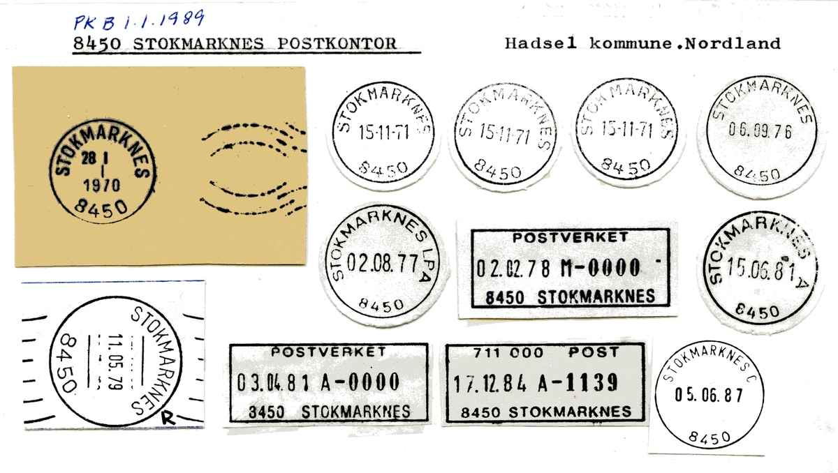 Stempelkatalog 8450 Stokmarknes, Hadsel, Nordland