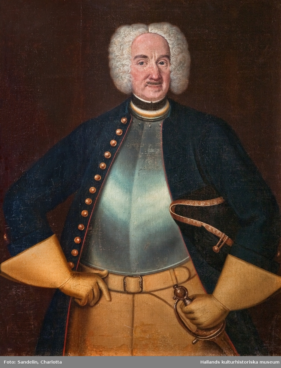 Oljemålning på duk. Porträtt av Abraham Bandholtz.  kommendant på Varbergs fästning åren 1737-1742.