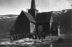 Hans Bruheim si gravferd ved Skjåk kyrkje 1914