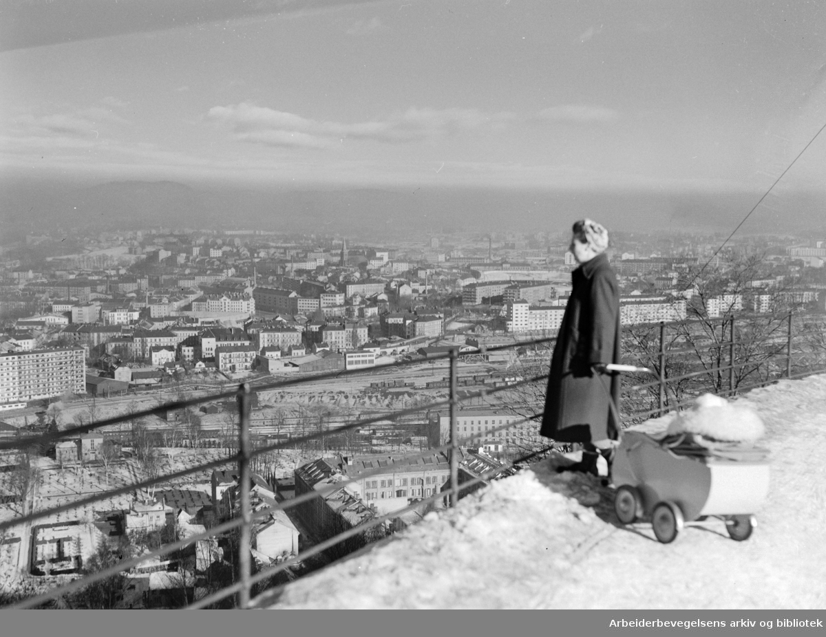 Ekeberg. Utsikt fra Ekeberg. Februar 1953