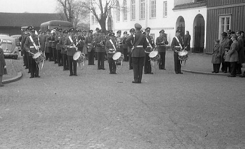 Musikkåren A 6 vid Soldathemmet på Rocksjögatan, nuvarande Artillerigatan.