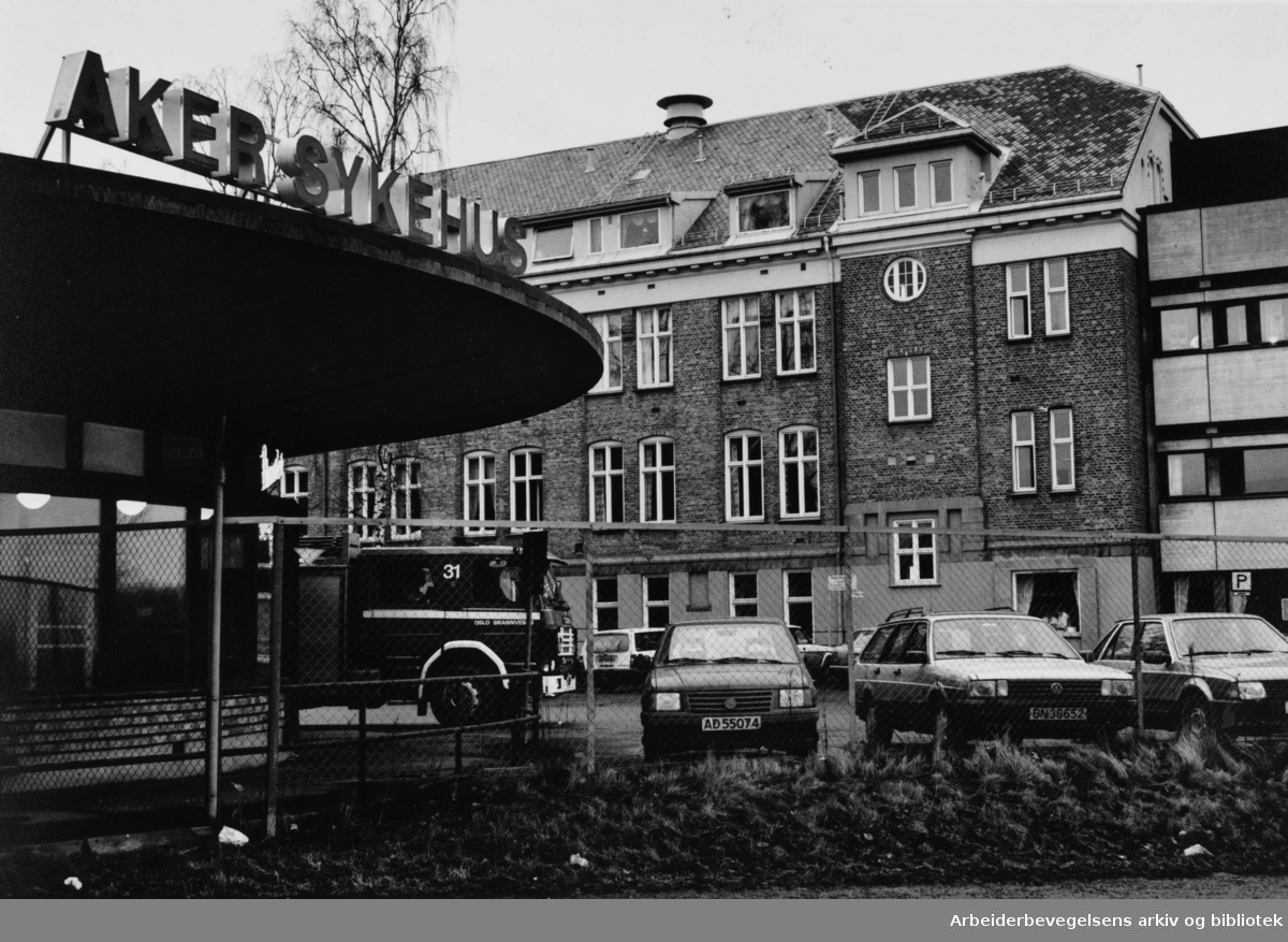 Aker sykehus. Februar 1992