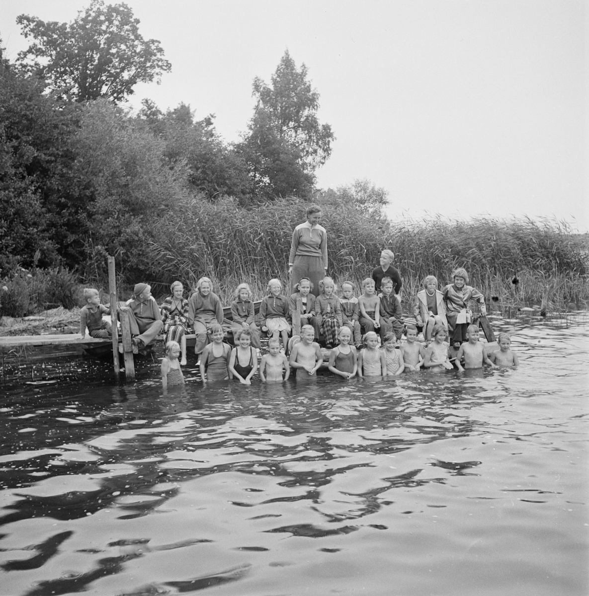Simning, avslutning i Uppsala-Näs, Uppland, augusti 1952