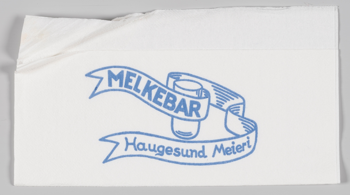 En tegning av en glass med et bånd med en reklame for Haugesund Meieri
Haugesund Meieri eksisterte i perioden 1877 til 2007.