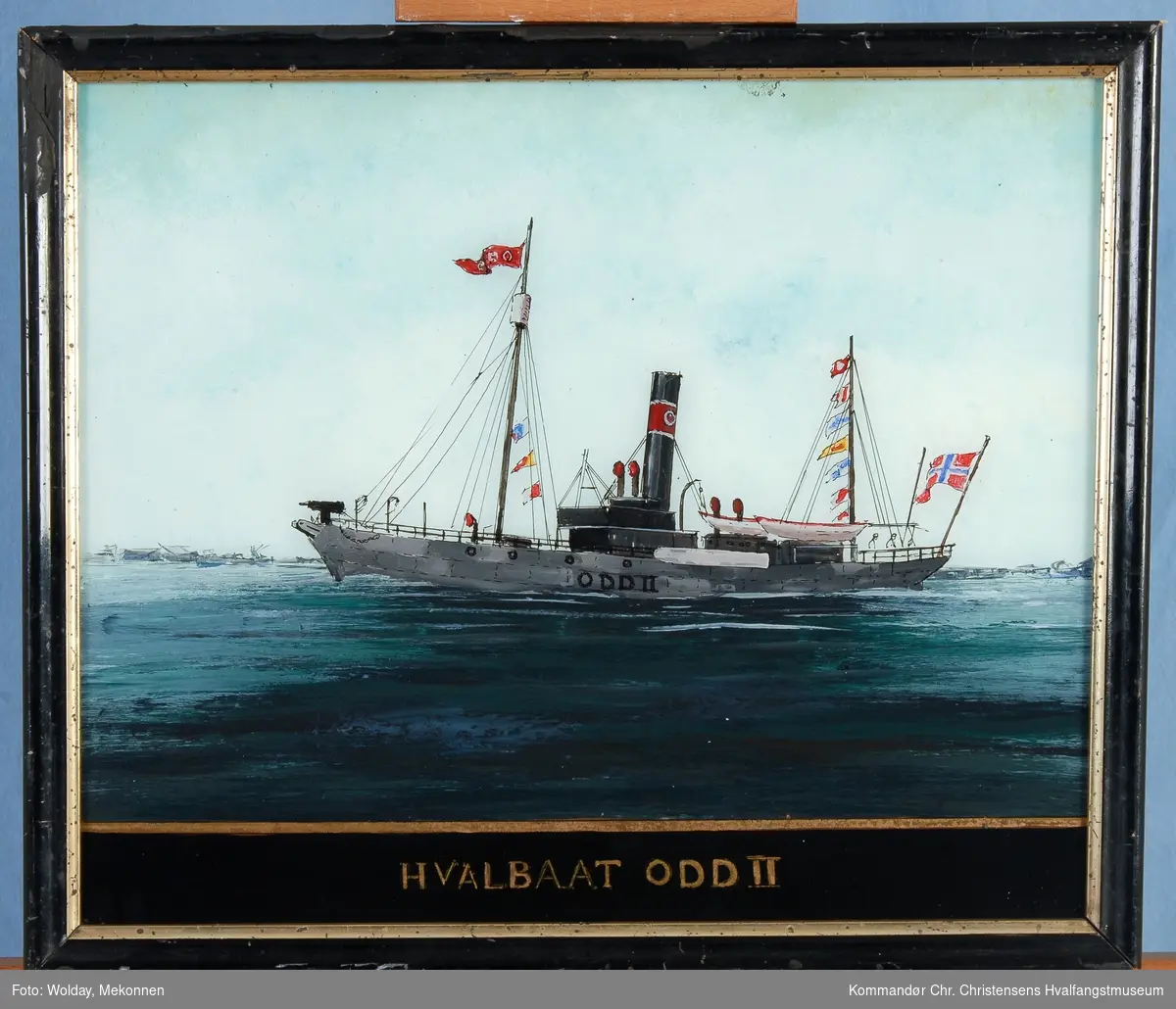 Odd II, Hv/b mrk.3814. Båt med flagg. Signalflagg, vimpel.