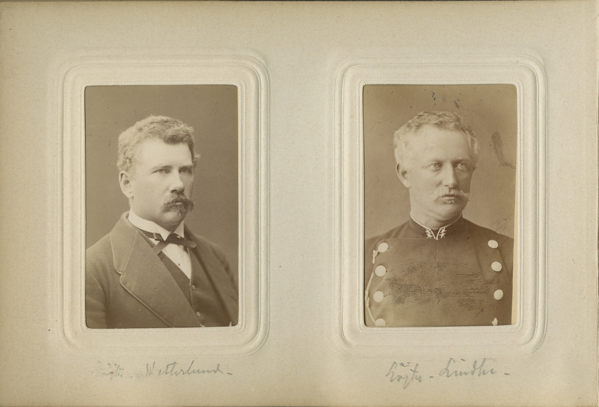 Porträtt av Oscar August Westerlund, officer vid Dalregementet I 13.
Se även bild AMA.0021807 och AMA.0021828.