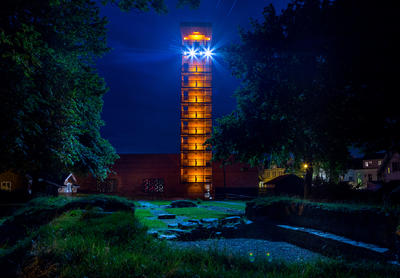 32 meter høyt tårn ved Olavs hall på Borgarsyssel museum.. Foto/Photo