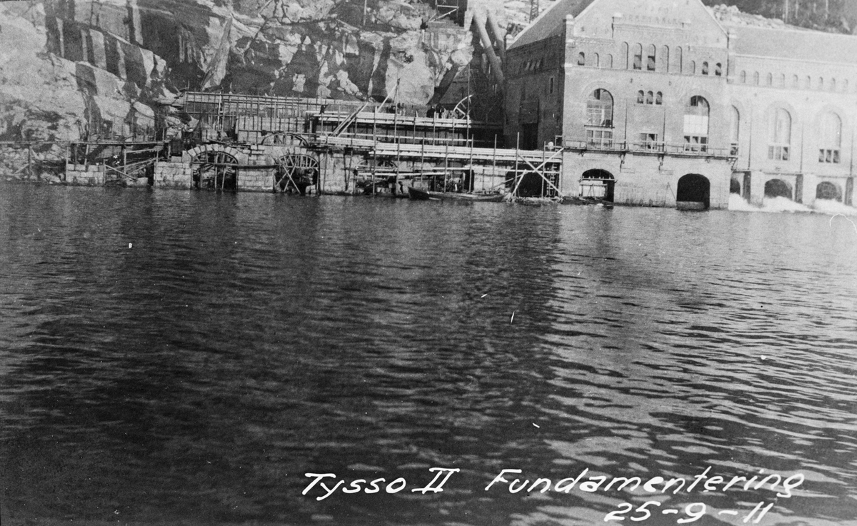 Utbygging av kraftstasjonen i Tyssedal i 1911.