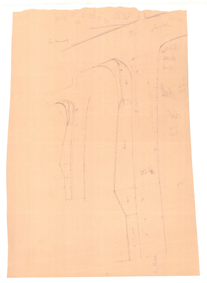Skissertegningt over Haga gard i forbindelse med bygging av sentralskulen.