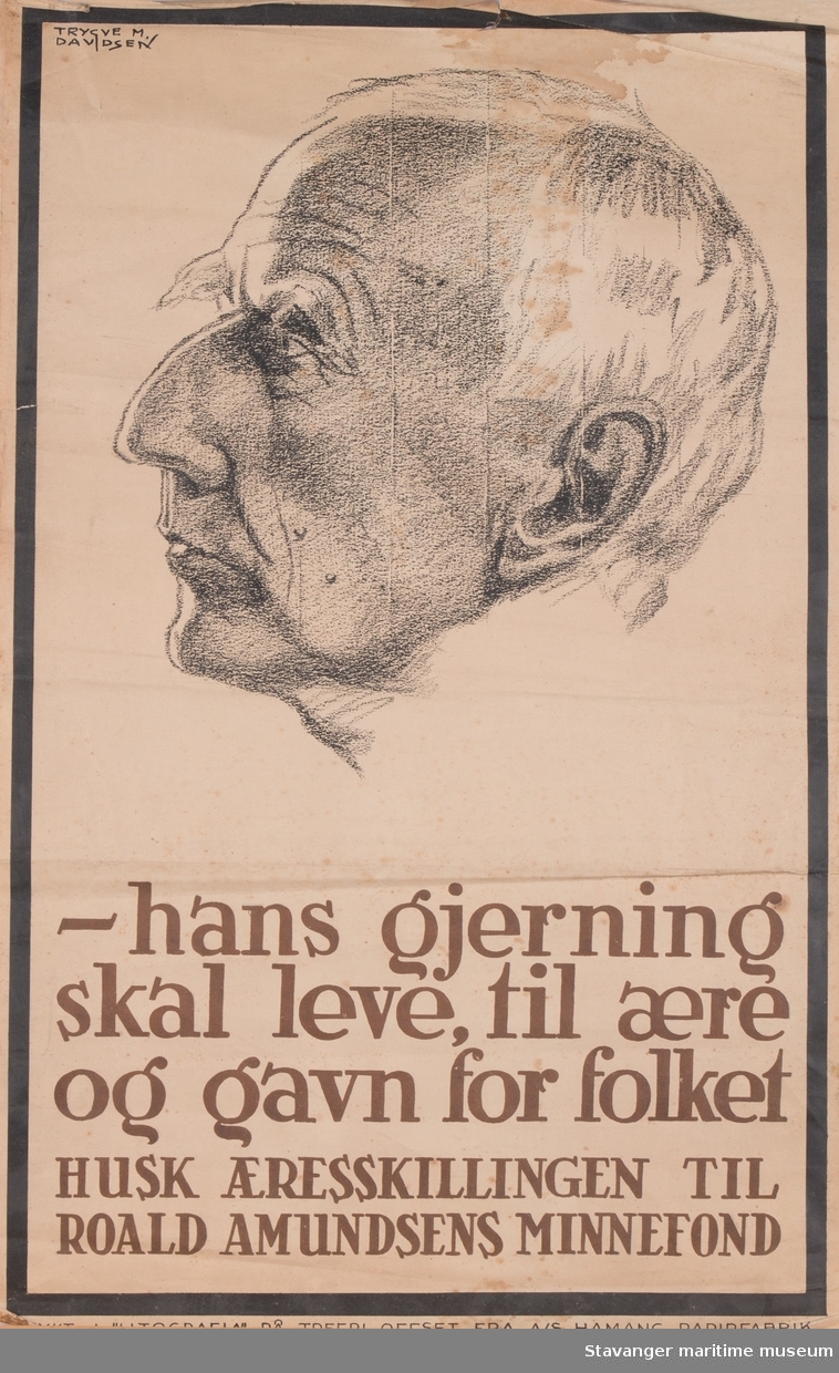 Profil portrett av Roald Amudsen.