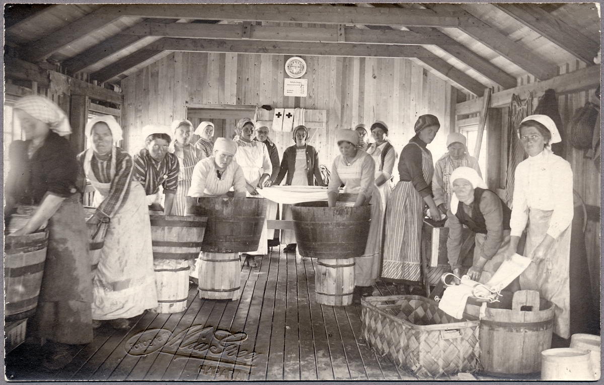 Sjukvårdstvätt under Första världskriget i Haparanda.