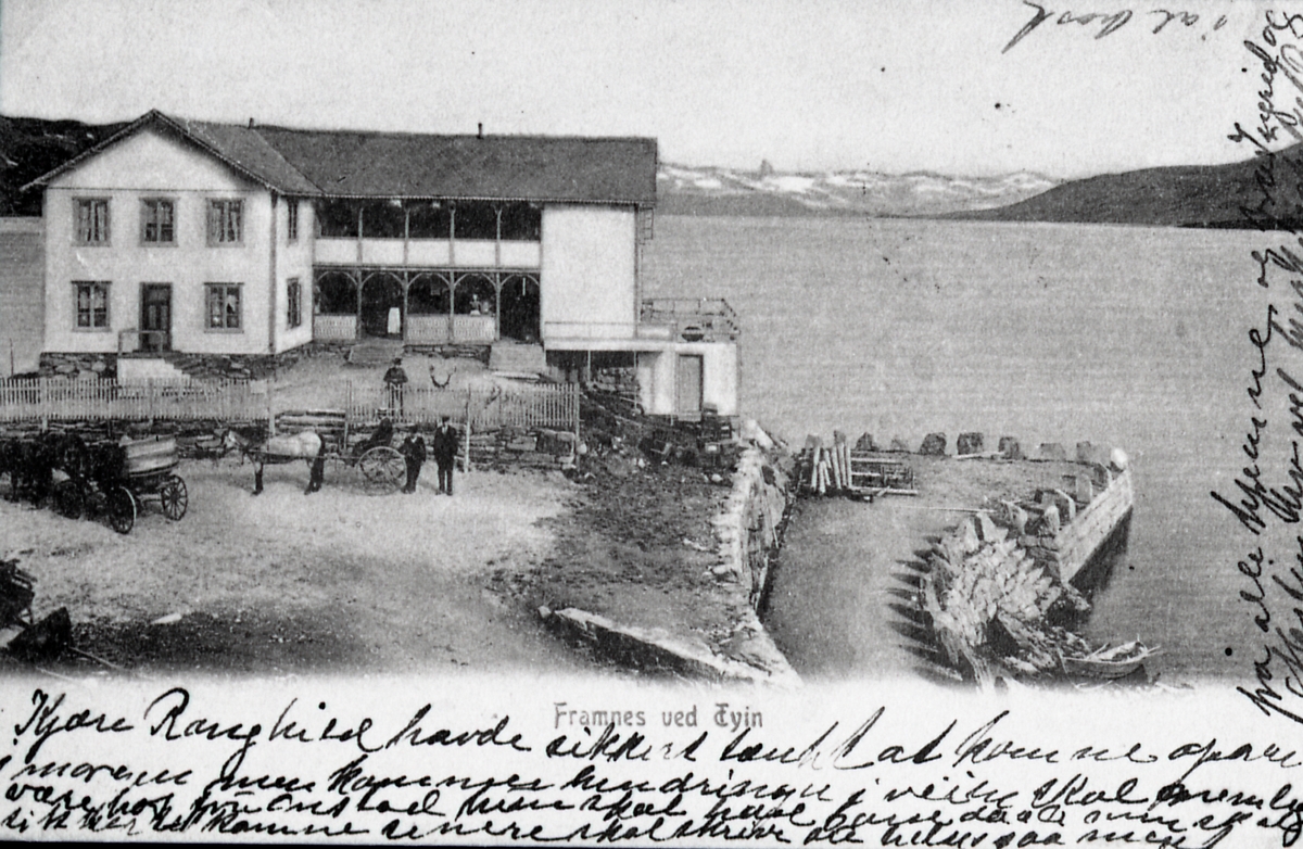 Kopi av postkort stempla i 1907. Tyin Hotell.