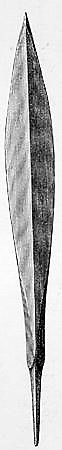 Pilspiss av jern fra vikingetiden, nærmest type Rygh 539, funnet på Dyrin 1909.