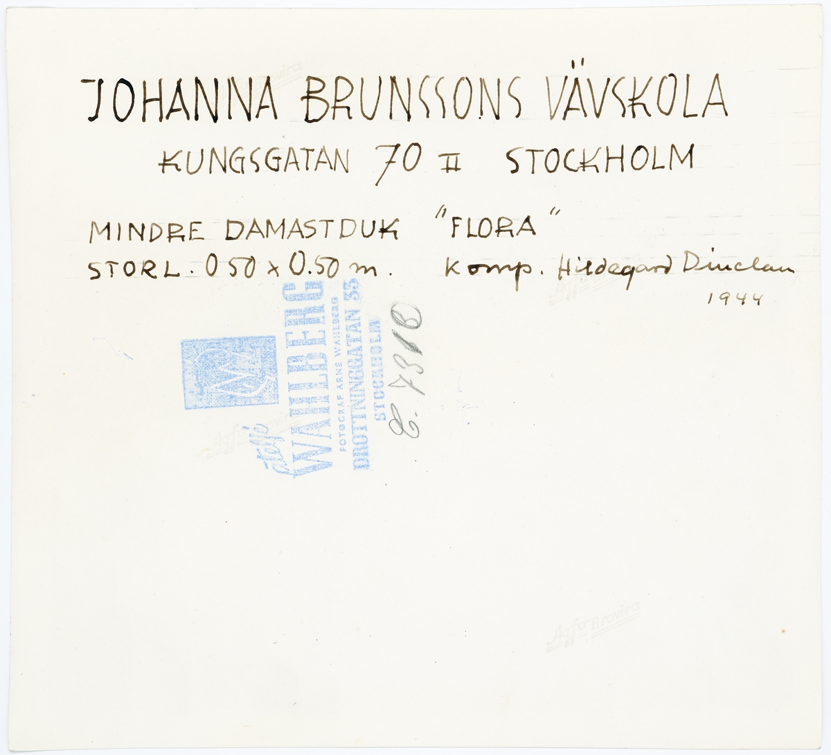 Stockholm. Johanna Brunssons vävskola