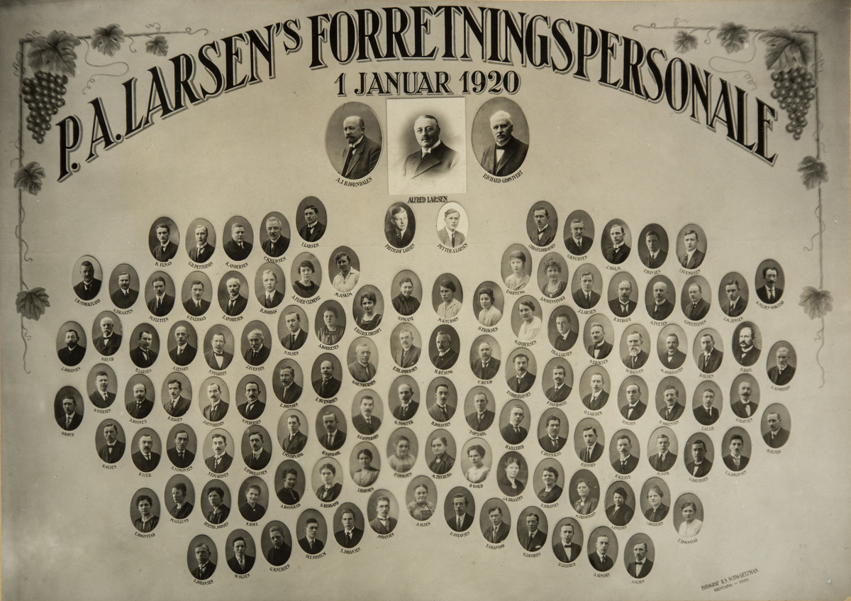 P.A. Larssens forretningspersonale, Kristiania 1. januar 1920. 