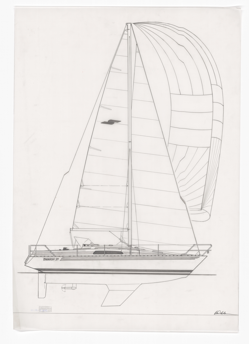 Segelbåt, Beason 31, segelritning