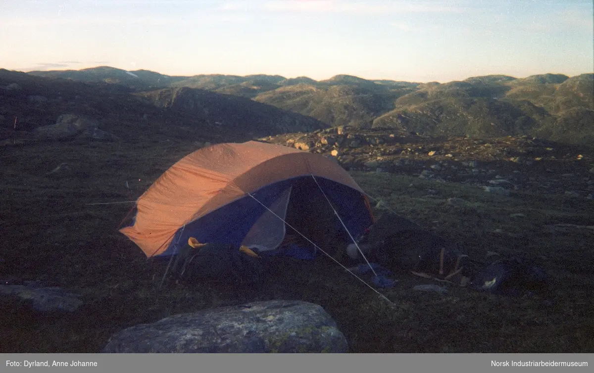 Oppslått telt på høyfjellet