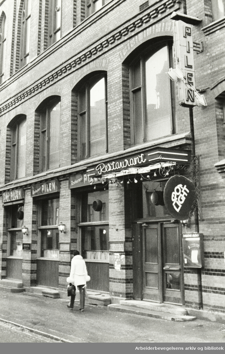 Pilen restaurant i St. Olavs gate. Desember 1980