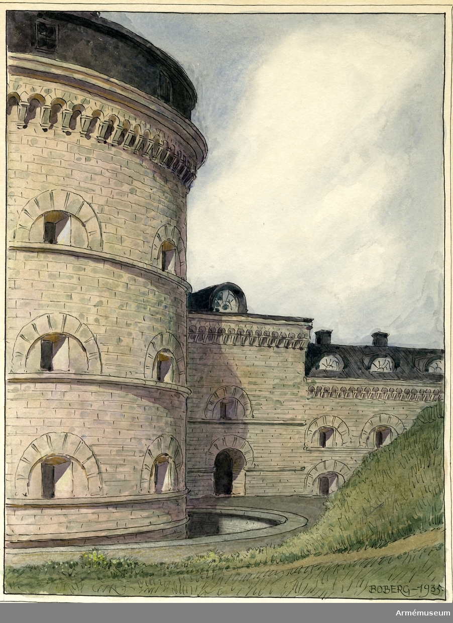 Grupp M I.
Akvarell av Ferdinand Boberg (1860-1946) föreställande "Karlsborg, slutvärnet."