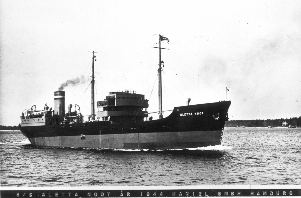 S/S Aletta Noot, byggd 1944 vid Gävle Varv, för Haniel GMBH Hamburg.