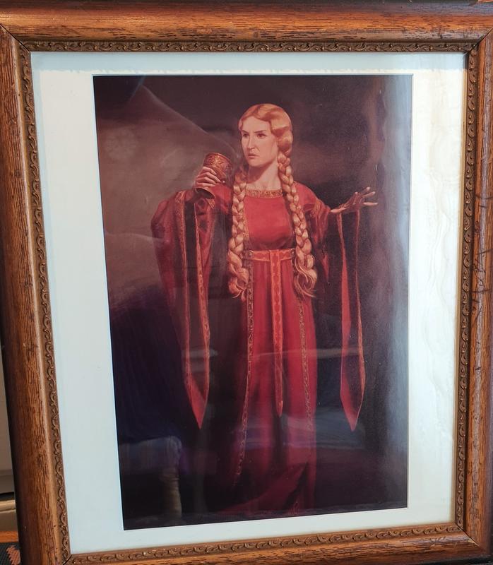 Maleri av Kirsten Flagstad som Isolde fra Wagners Tristan og Isolde. Kunstner er ukjent