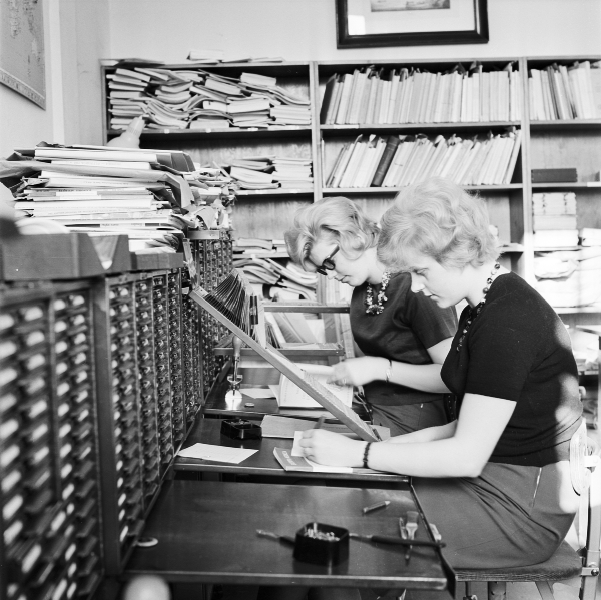 Carolina Rediviva, bibliotekarie Kjellberg, Uppsala, mars 1964