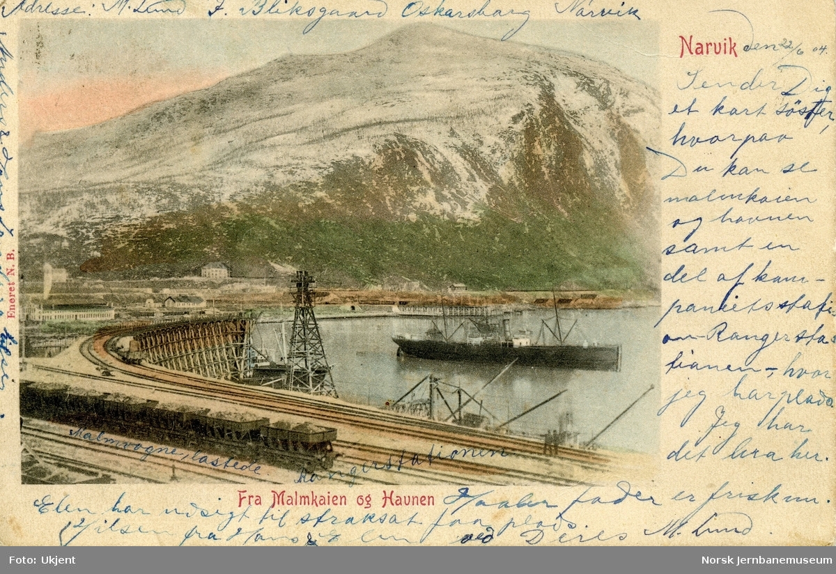 Dampskip ved malmkaien i Narvik.