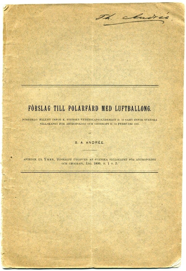 "Förslag till Polarfärd med luftballong."
Avtryck ur Ymer 1895, häfte 1 och 2.