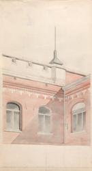 Fra Finansdepartementets gårdsfasade [Eksteriørperspektiv]