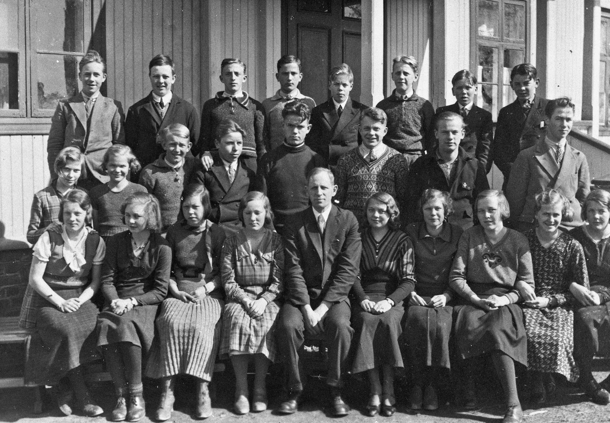 Skolebilde. Lærer Otto Norheim, på Råholt Framhaldsskole.