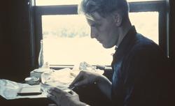 Svend Jørgensen med matpakke i Falunvogna BCDo7.