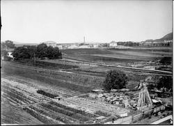 Fotografert mot nord fra taket på Østre Hasle gård i Økernve