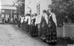 Gruppebilde, frå Bjørnsonjubileet på Nesset prestegard 1957.