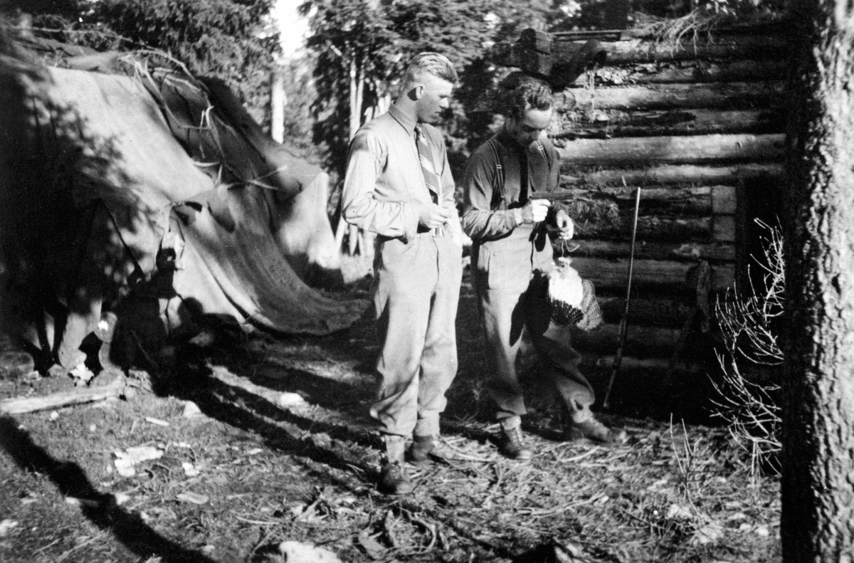 Ole Dalby og Einar Ness, Milorg D-25, Rauskjørbua ved Glebekken, Endelausa, Hamarseterhøgda, Ringsakerfjellet. Hjemmestyrkene, krigen, fredsvåren 1945.